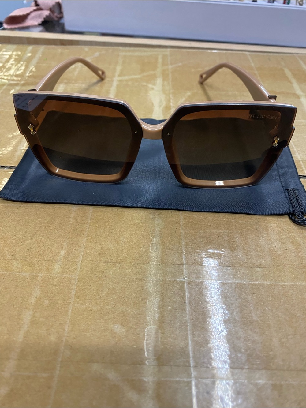 Oversized Square Beige and Brown Sunglasses - Designer Style